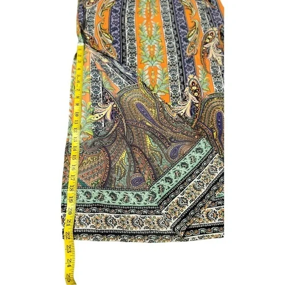 Tyche Maxi Skirt. Floral Paisley Stripes Slits on Sides, Orange, Purple. Large. - Picture 6 of 16